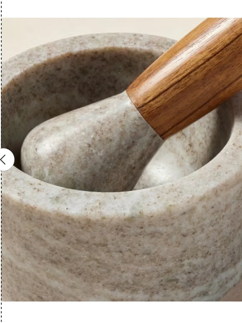 NWT Hearth & Hand 2pc Marble & Wood Mortar and Pestle Set Warm Gray